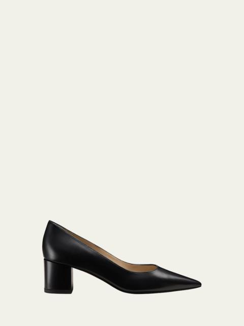 Stuart Weitzman Stuart Leather Block-Heel Pumps