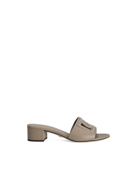 Dolce & Gabbana mules in Dauphine calfskin, suede and rhinestones