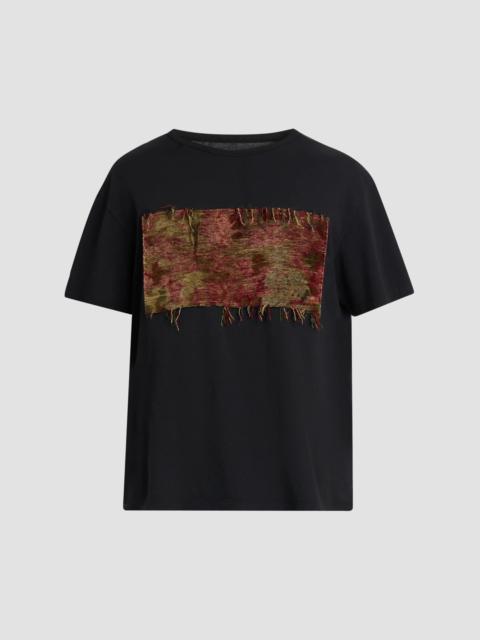Maison Margiela Men's Tapestry Patch Cotton Crewneck T-Shirt - Black
