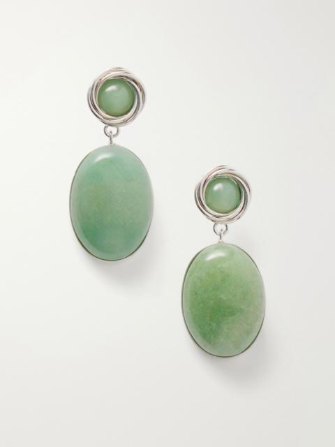 Jennifer Behr Ruthie silver-tone aventurine earrings Green