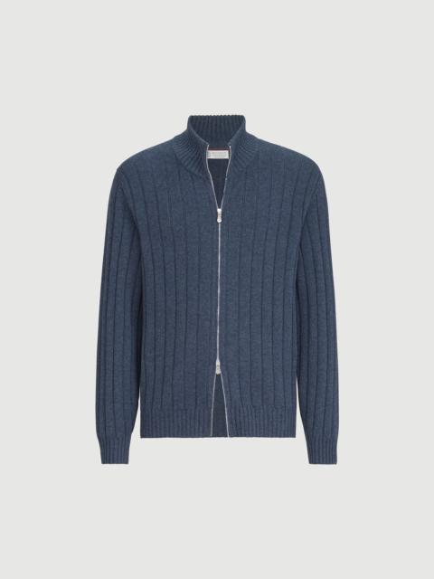 Brunello Cucinelli Cashmere ribbed cardigan with zip