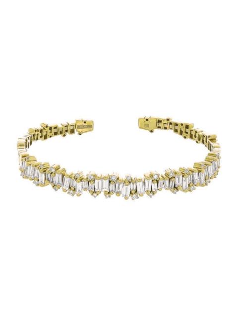 SUZANNE KALAN Diamond Baguette Fireworks Bangle Bracelet - Yellow Gold