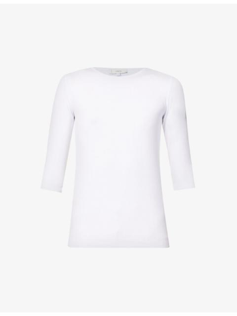 Vince Three quarter-length sleeve ribbed stretch-woven top
