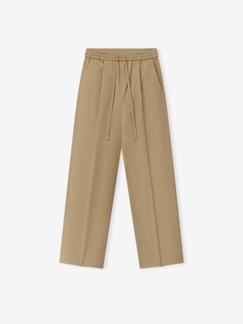 ESSENTIALS Womens Cotton Twill Pleat Front Drawstring Pant