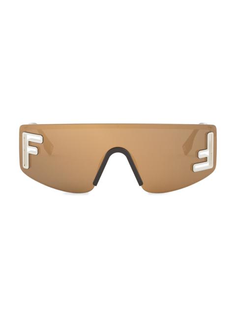 FENDI Women's Fendi Sport 141MM Shield Sunglasses - Silver Gold Brown