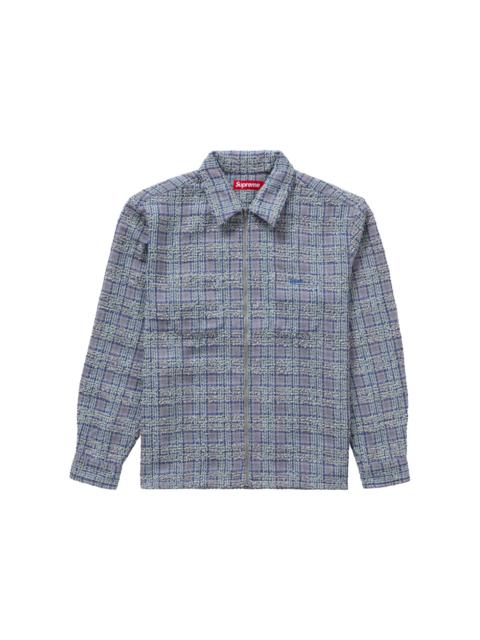 Supreme Boucle Zip Up Shirt Blue
