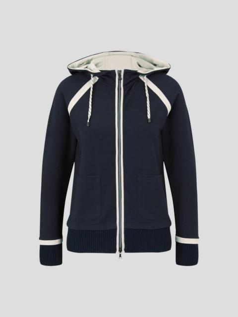 BOGNER KELLI SWEATSHIRT JACKET IN NAVY BLUE/WHITE