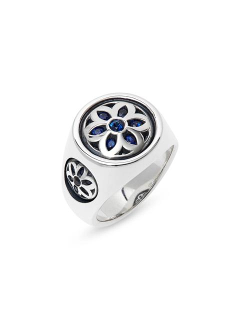 GOOD ART HLYWD Men's Small Club Sapphire Flower Signet Ring