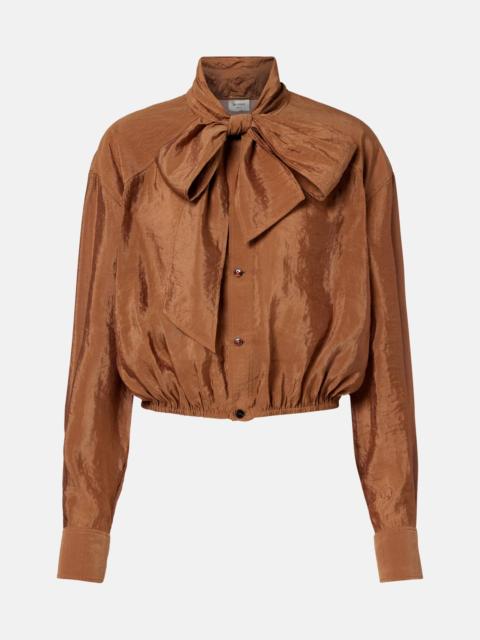 SAINT LAURENT Tie-neck taffeta blouse
