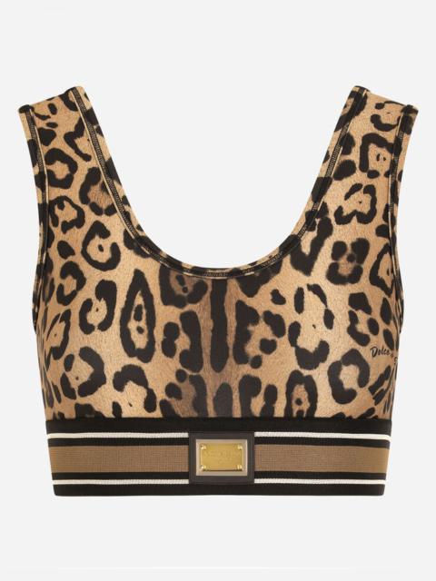 Dolce & Gabbana Leopard-print spandex/jersey crop top
