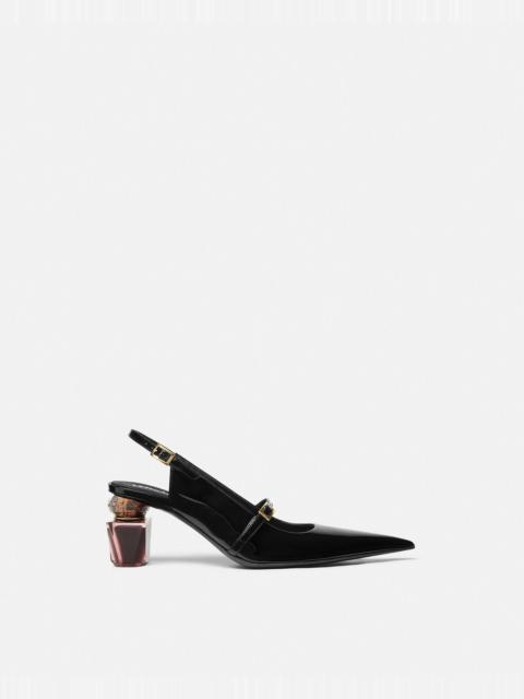VERSACE Bright Crystal Patent Slingback Pumps 70 mm