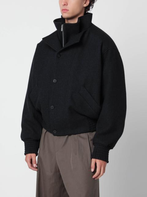 JACQUEMUS Dark grey bomber jacket in wool blend