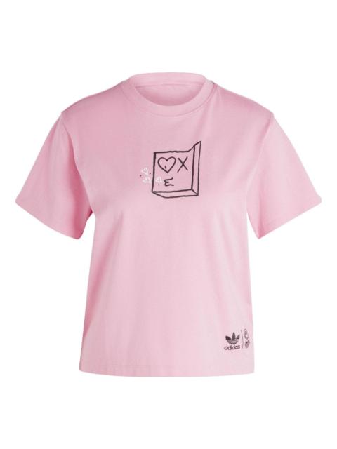 adidas (WMNS) adidas Andre Saraiva T-Shirt 'Pink Black White' HZ9003
