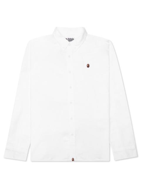 A BATHING APE® APE HEAD ONE POINT OXFORD SHIRT - WHITE