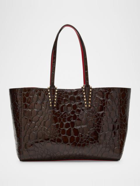 Christian Louboutin Cabata Small Tote Bag in Glossy Croc-Embossed Leather