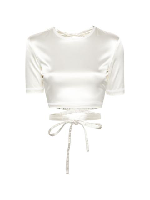 open-back satin T-shirt