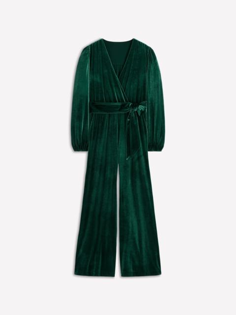 BODEN Jersey Velvet Wrap Jumpsuit-Emerald Night