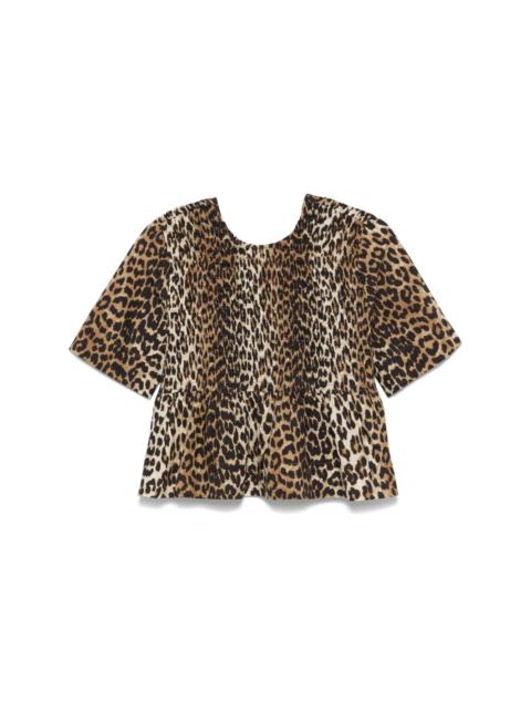 GANNI smock leopard printed blouse