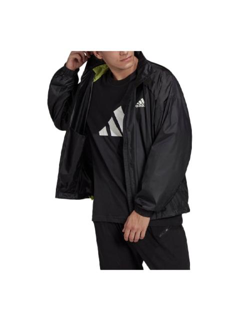 adidas Casual Sports Solid Color Zipper Jacket Black H65738