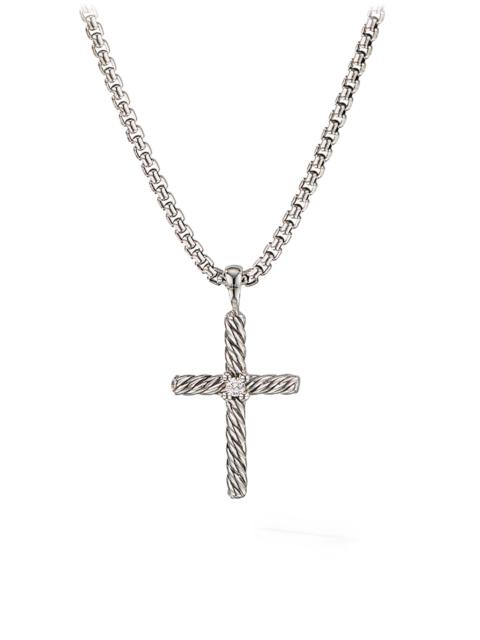 DAVID YURMAN Women's Cable Classics Cross Diamond Necklace - Silver