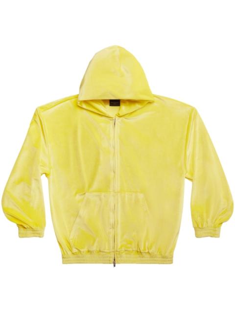 BALENCIAGA velvet-effect zip-up hoodie
