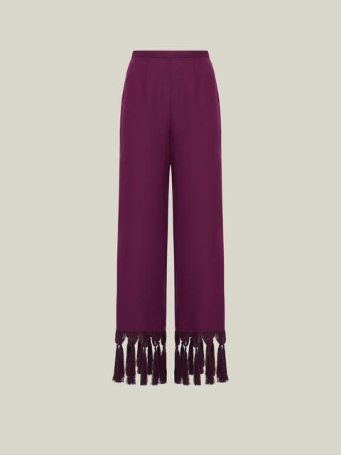Taller Marmo Marlino Fringed Pants in Plum