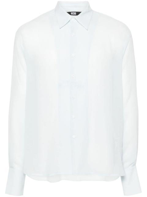 GCDS logo-embroidered silk shirt