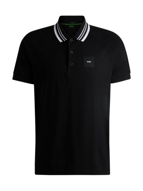BOSS PADDY STRETCH-COTTON POLO SHIRT WITH STRIPED COLLAR