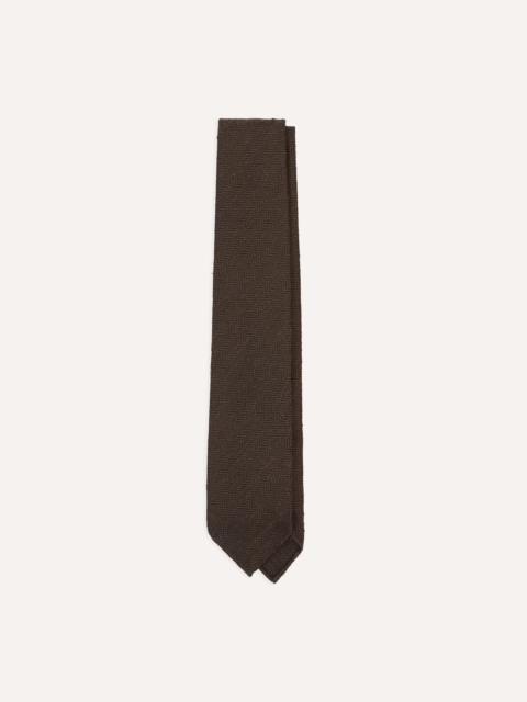 Drake's Brown Shantung Silk Hand-Rolled Tie