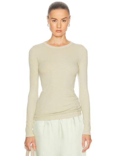 Enza Costa Textured Rib Long Sleeve Crewneck Top