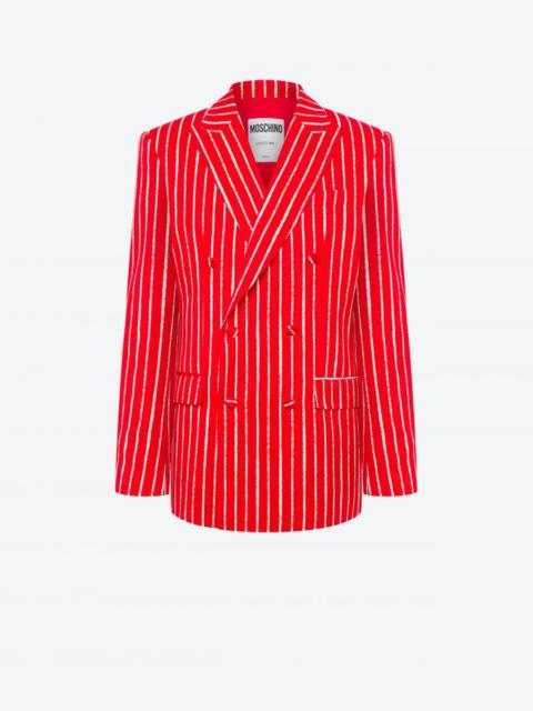 Moschino PINSTRIPES PRINT TWILL DOUBLE BREASTED JACKET