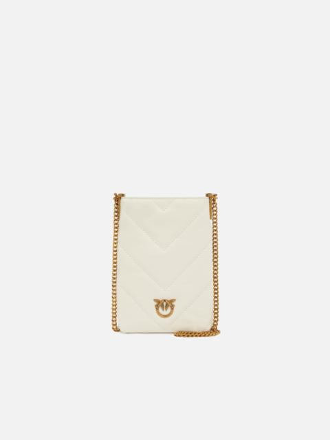 PINKO CHEVRON-PATTERNED LEATHER SMARTPHONE CASE WITH SHOULDER STRAP