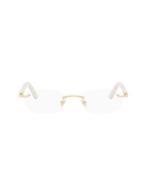 Cartier Gold & White Elongated 'C de Cartier' Glasses