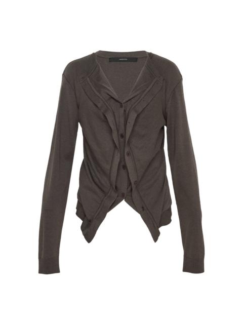 pushBUTTON Dark Khaki Draped Cardigan