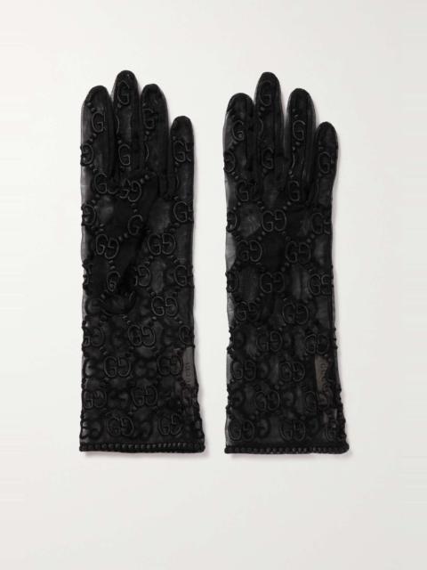 GUCCI Embroidered tulle gloves