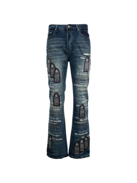 WHO DECIDES WAR Scripture jeans
