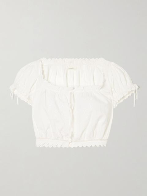 DÔEN Nera broderie anglaise organic cotton blouse White
