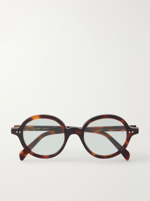 CELINE Circle round-frame acetate sunglasses Tortoiseshell