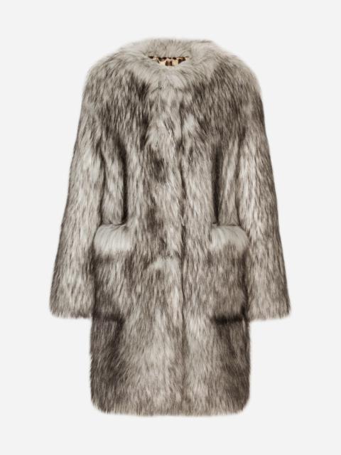 Wolf-effect faux fur coat
