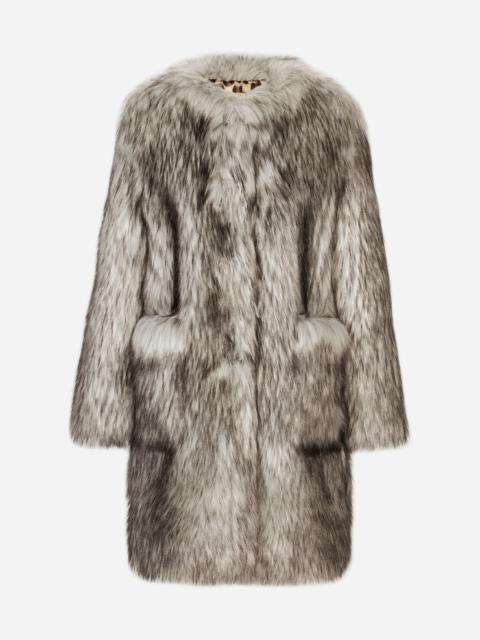 Dolce & Gabbana Wolf-effect faux fur coat