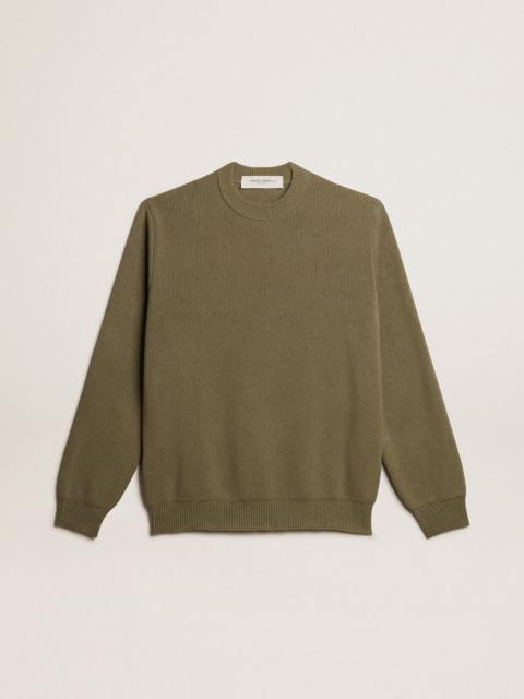 Men’s round-neck sweater in cotton with logo on the back