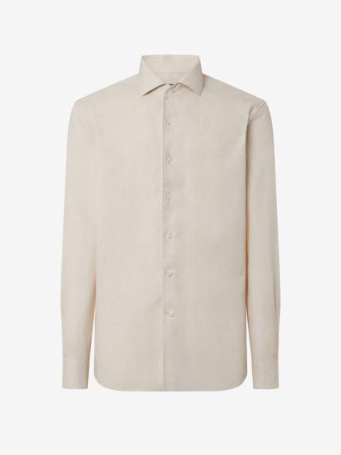 CORNELIANI Beige pure linen shirt