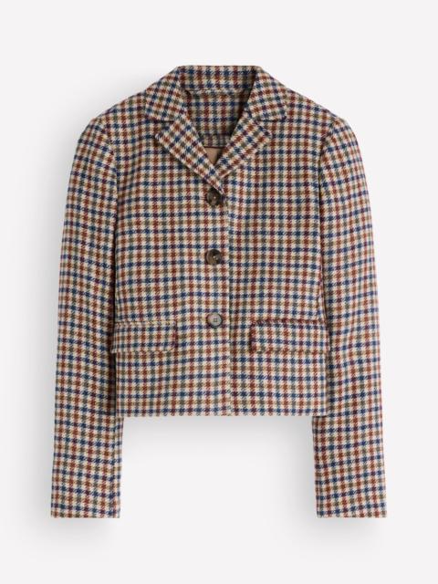 BODEN Dartmouth Wool Blend Blazer-Ivory, Blue and Maroon Check