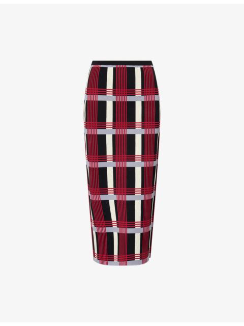 ZANKOV Alina Checked Stretch-Woven Maxi Skirt