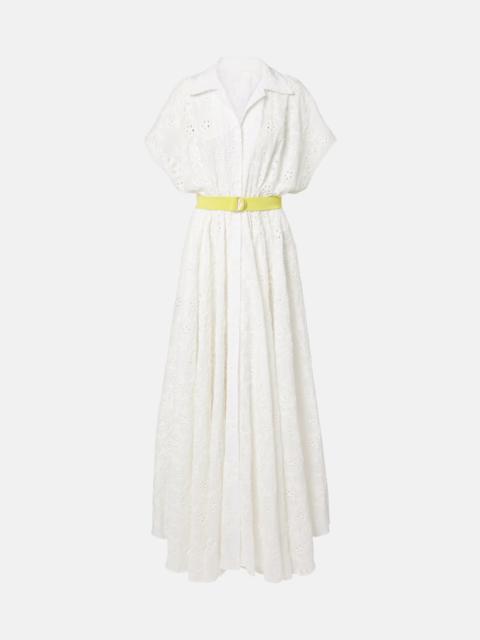 NORMA KAMALI Belted broderie anglaise cotton shirt dress