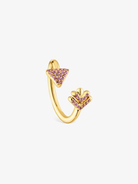 TOUS Open ring with 18K gold vermeil and rhodolites TOUS Flechazo