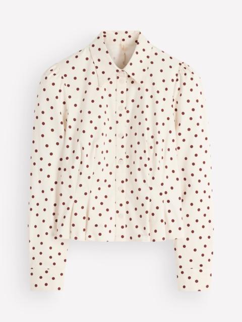 BODEN Julia Darted Cotton Shirt-Ivory, Boden Spot
