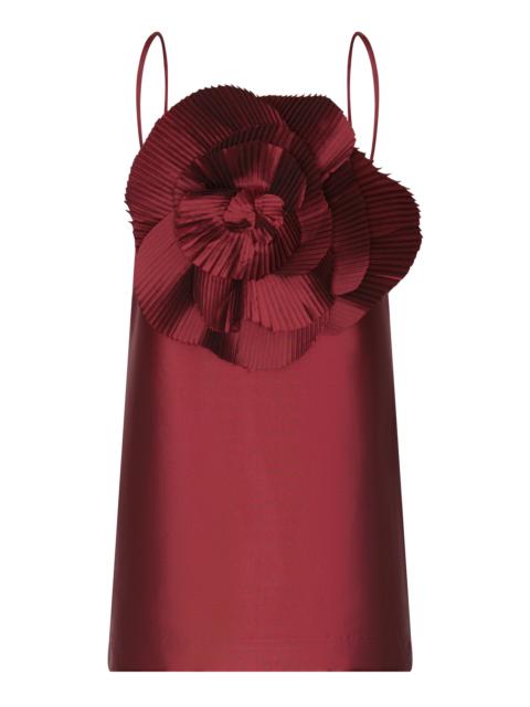 ANDRES OTALORA Noche De Ti Plissé-Embellished Taffeta Mini Dress burgundy