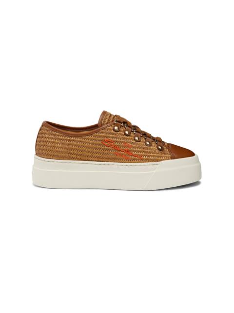 Santoni Women's brown raffia sneaker