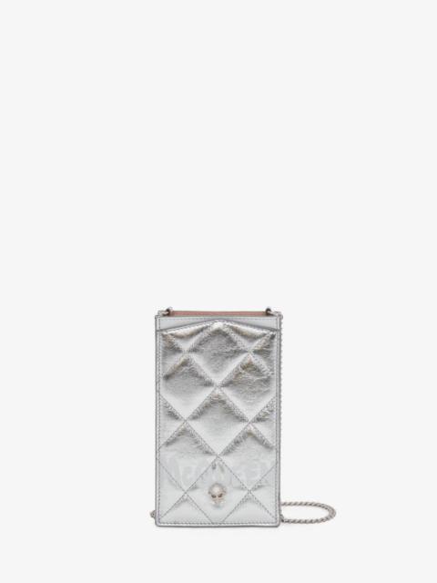 Alexander McQueen Mcqueen Graffiti Phone Case With Chain in Silver/white